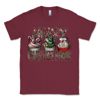 Burgundy Merry Christmas Classic Tee - CowhideDigitalArt