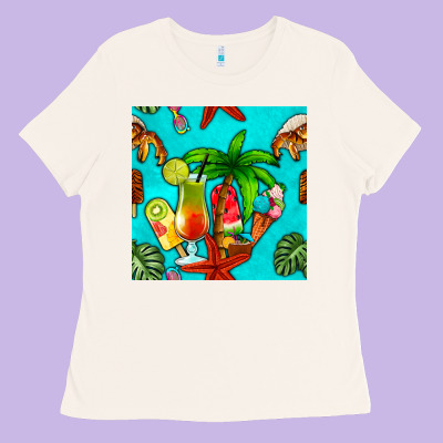 Summer Drinks And Ice Cream Ladies Tee Designed By Bundleandbundleshop