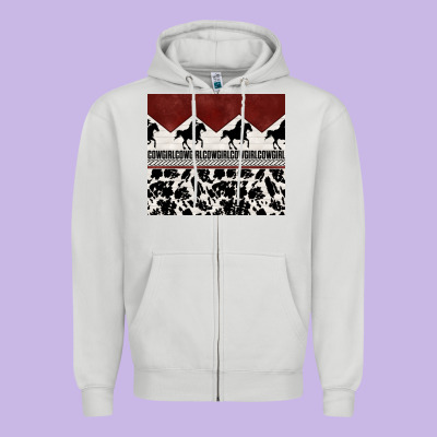 Cowgirl With Cowhide Zipper Hoodie Designed By Tumblerdesignbyshophia