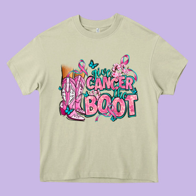 Give The Cancer Boot Heavy Core Tee Designed By Adodesignshop