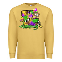 Antique Gold louisiana map alligator mardi gras olivia Premium Sweatshirt - OliviaCreatesArt