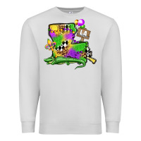 Dove Grey louisiana map alligator mardi gras olivia Premium Sweatshirt - OliviaCreatesArt