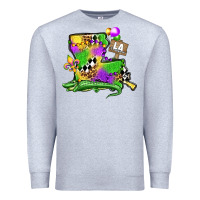 Heather Grey louisiana map alligator mardi gras olivia Premium Sweatshirt - OliviaCreatesArt