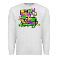 Oatmeal Heather louisiana map alligator mardi gras olivia Premium Sweatshirt - OliviaCreatesArt