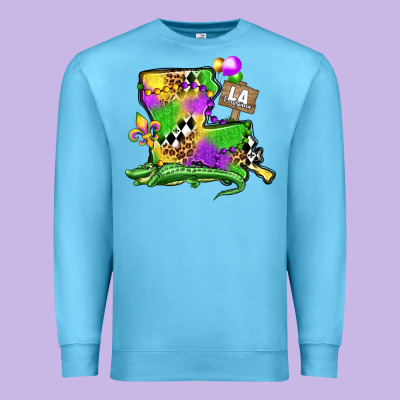 Louisiana Map Alligator Mardi Gras Olivia Premium Sweatshirt Designed By Oliviacreatesart