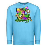 Ocean Blue louisiana map alligator mardi gras olivia Premium Sweatshirt - OliviaCreatesArt