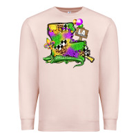 Pale Pink louisiana map alligator mardi gras olivia Premium Sweatshirt - OliviaCreatesArt