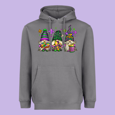 Mardi Gras Gnomes Heavyweight Hoodie Designed By Oliviacreatesart