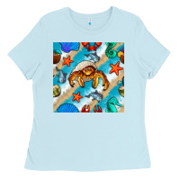 Baby Blue sea animals Ladies Tee - BundleAndBundleShop