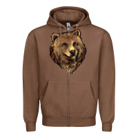 Chestnut Grizzly Bear Head Zipper Hoodie - HowdyJamesFarm