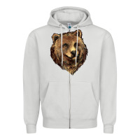 Dove Grey Grizzly Bear Head Zipper Hoodie - HowdyJamesFarm