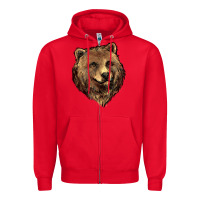 Red Grizzly Bear Head Zipper Hoodie - HowdyJamesFarm