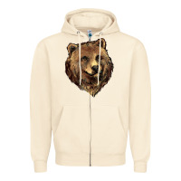 Sandshell Grizzly Bear Head Zipper Hoodie - HowdyJamesFarm