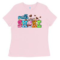 Bubblegum Pink milk shake with chocolate heart Ladies Tee - AdoDesignShop