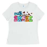 White milk shake with chocolate heart Ladies Tee - AdoDesignShop