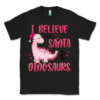 Black i believe in santa & dinosaurs pink Classic Tee - MaliasSmallBusiness