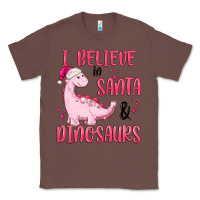 Chestnut i believe in santa & dinosaurs pink Classic Tee - MaliasSmallBusiness