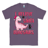 Lavender i believe in santa & dinosaurs pink Classic Tee - MaliasSmallBusiness