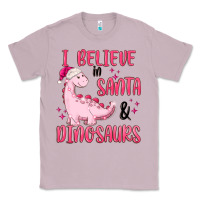 Lilac i believe in santa & dinosaurs pink Classic Tee - MaliasSmallBusiness