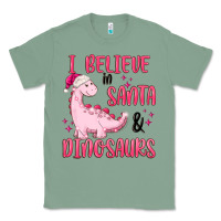 Sage i believe in santa & dinosaurs pink Classic Tee - MaliasSmallBusiness