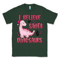 Sports Green i believe in santa & dinosaurs pink Classic Tee - MaliasSmallBusiness
