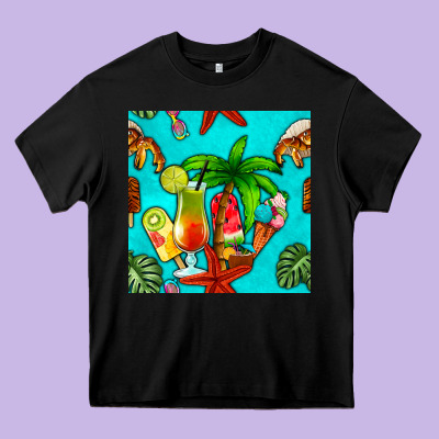 Summer Drinks And Ice Cream Heavy Core Tee Designed By Bundleandbundleshop