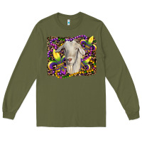 Army Green mardi gras goat fleur de lis Long Sleeve Tee - RanaPortraitStore