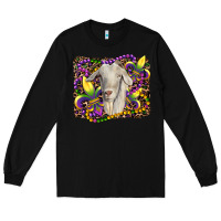 Black mardi gras goat fleur de lis Long Sleeve Tee - RanaPortraitStore