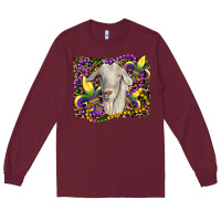 Burgundy mardi gras goat fleur de lis Long Sleeve Tee - RanaPortraitStore