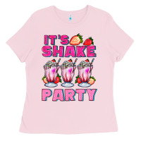 Bubblegum Pink its shake party with milkshake Ladies Tee - AdoDesignShop