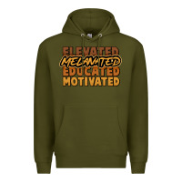 Army Green Elevated melanated educated motivated Premium Hoodie - HowdyJamesFarm