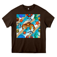 Chocolate Brown sea animals Heavy Core Tee - BundleAndBundleShop