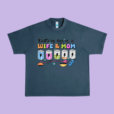 Battery Life Of A Wife & Mom Urban Heavy Tee Designed By Jahusdesignshop