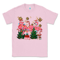 Bubblegum Pink christmas flamingos Classic Tee - MaliasSmallBusiness