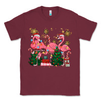 Burgundy christmas flamingos Classic Tee - MaliasSmallBusiness