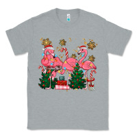 Heather Grey christmas flamingos Classic Tee - MaliasSmallBusiness