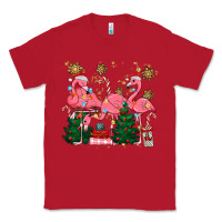 Red christmas flamingos Classic Tee - MaliasSmallBusiness