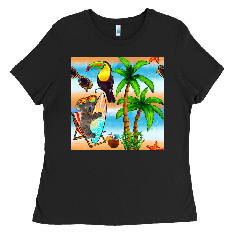 Tropical Animals Seamless Pattern Ladies Tee by BundleAndBundleShop | Teevron