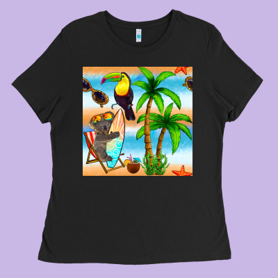 Tropical Animals Seamless Pattern Ladies Tee Designed By Bundleandbundleshop
