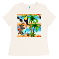 Bone tropical animals seamless pattern Ladies Tee - BundleAndBundleShop