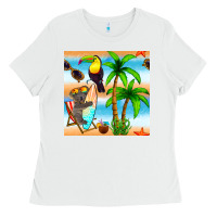 White tropical animals seamless pattern Ladies Tee - BundleAndBundleShop