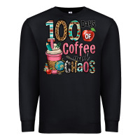 Black hundred days of coffee and chaos Premium Sweatshirt - OliviaCreatesArt