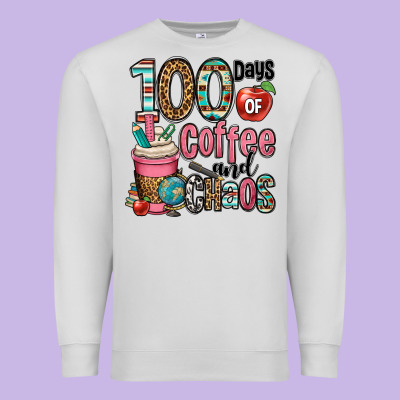 Hundred Days Of Coffee And Chaos Premium Sweatshirt Designed By Oliviacreatesart
