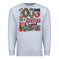 Heather Grey hundred days of coffee and chaos Premium Sweatshirt - OliviaCreatesArt