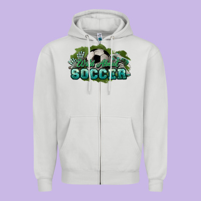 Wild About Soccer Zipper Hoodie Designed By Howdyjamesfarm