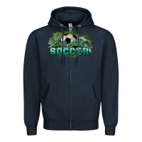 Navy Wild about Soccer Zipper Hoodie - HowdyJamesFarm