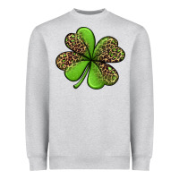 Heather Grey leopard shamrock Heavyweight Sweatshirt - Jasminsmagicworld