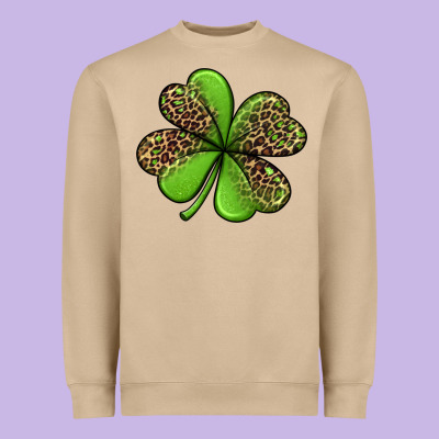 Leopard Shamrock Heavyweight Sweatshirt Designed By Jasminsmagicworld