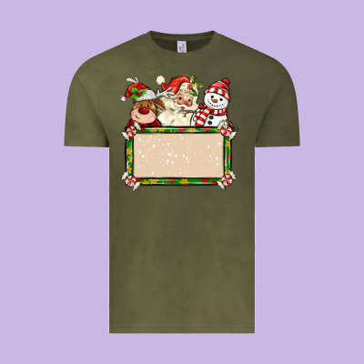 Santa Reindeer Snowman Preview And Costom Name Vintage Tee Designed By Maliassmallbusiness