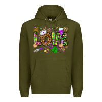 Army Green Mardi Gras love Nurse Premium Hoodie - HowdyJamesFarm